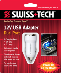 12V USB Adapter - Dual Port w/Clamshell